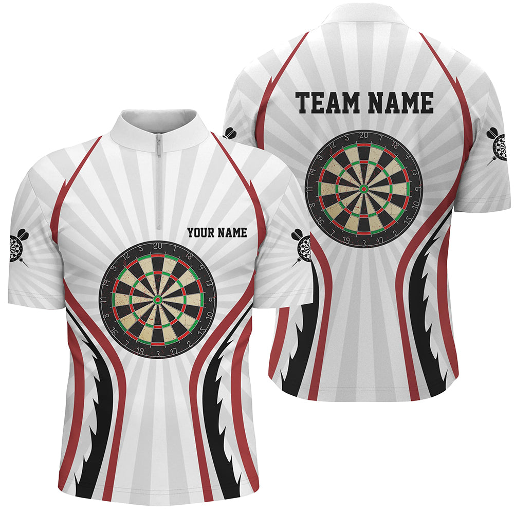 Personalized White Darts Quarter-Zip Custom Dart Dart Team VHM1108