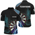 Personalized Blue Black 3D Darts Quarter-Zip Custom Dart Dart Team VHM1111