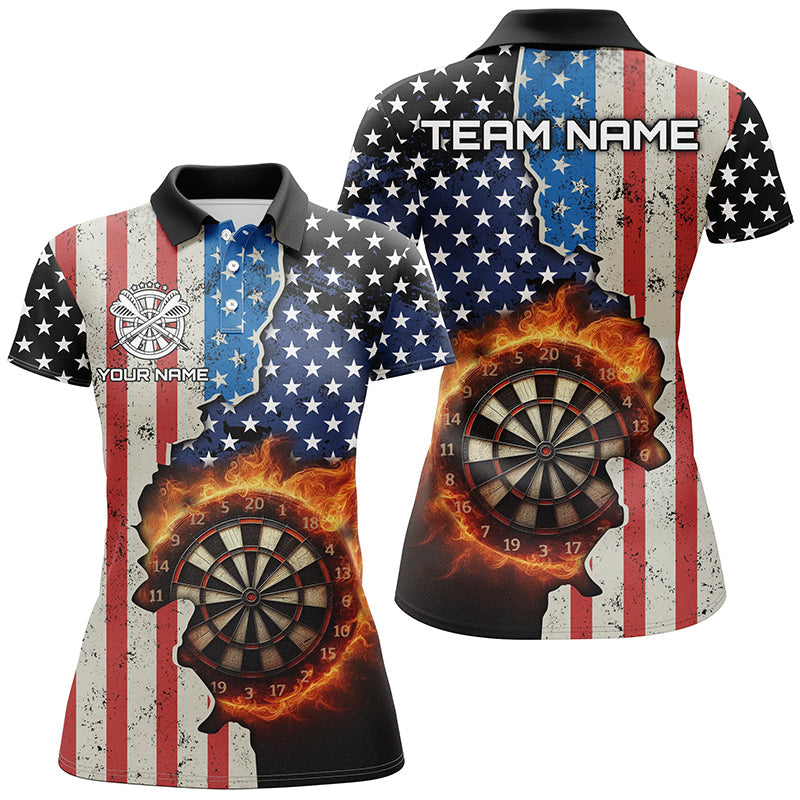 Personalized US Flag Flame Dartboard Dart 3D Quarter-Zip, Custom Women Dart VHM1077
