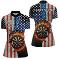 Personalized US Flag Flame Dartboard Dart 3D Quarter-Zip, Custom Women Dart VHM1077