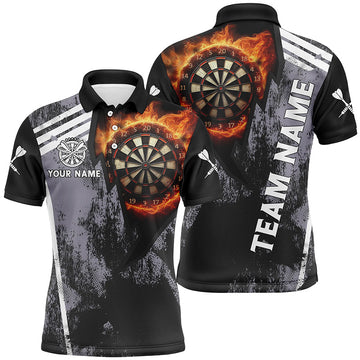 Personalized Grunge Black Flame Dartboard Dart Quarter-Zip Custom 3D Dart VHM1078