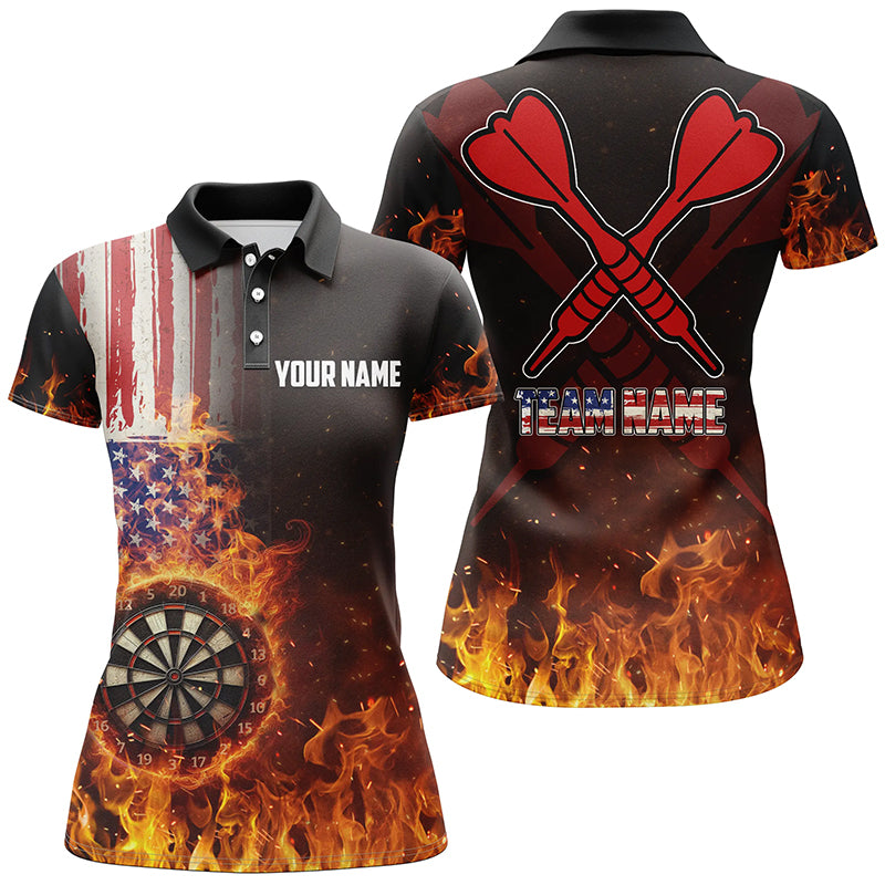 Personalized US Flag Fire Dartboard Dart 3D Quarter-Zip, Patriotic Women Dart VHM1079