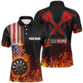 Personalized US Flag Fire Dartboard Dart 3D Quarter-Zip, Patriotic Women Dart VHM1079