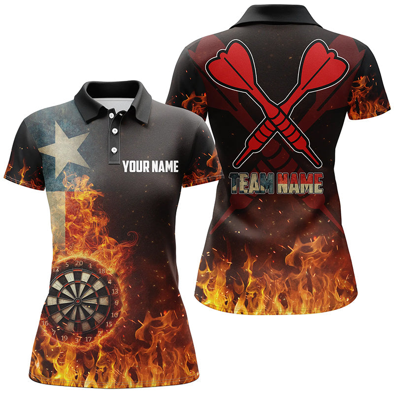 Personalized Texas Flag Fire Dartboard Dart Quarter-Zip, Patriotic Women Dart VHM1080