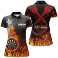 Personalized Texas Flag Fire Dartboard Dart Quarter-Zip, Patriotic Women Dart VHM1080