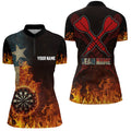 Personalized Texas Flag Fire Dartboard Dart Quarter-Zip, Patriotic Women Dart VHM1080
