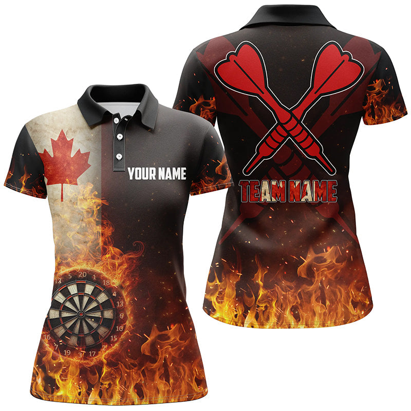 Personalized Canada Flag Flame Dartboard Dart Quarter-Zip, Custom Women Dart VHM1081