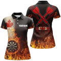 Personalized Canada Flag Flame Dartboard Dart Quarter-Zip, Custom Women Dart VHM1081