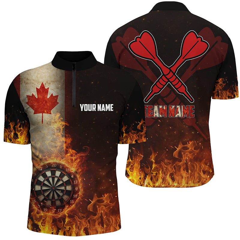 Personalized Canada Flag Flame Dartboard Dart Quarter-Zip, Custom Women Dart VHM1081