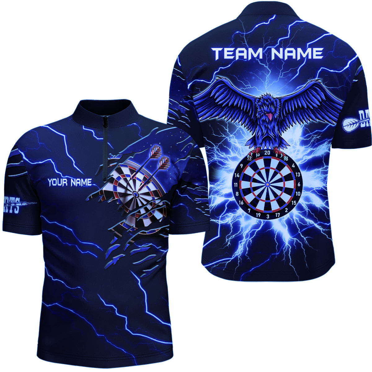 Personalized Thunder Blue Eagle Dart Quarter-Zip Custom Dart Dart Team VHM1142