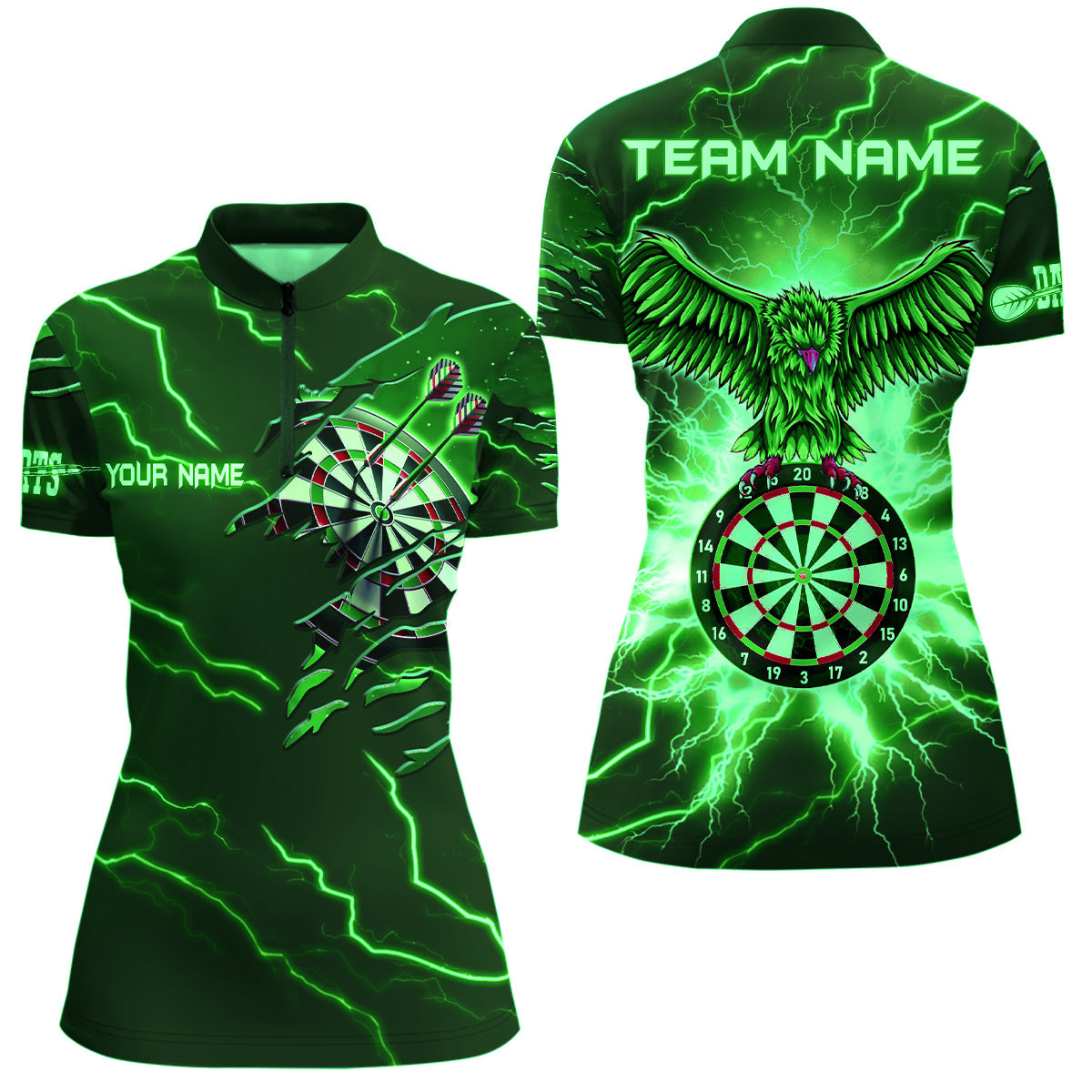 Personalized Thunder Green Eagle Dart Quarter-Zip Custom Dart Dart Team VHM1143
