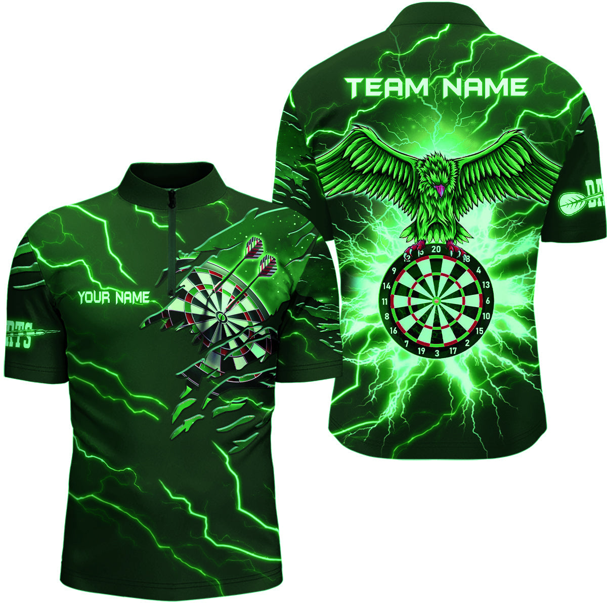 Personalized Thunder Green Eagle Dart Quarter-Zip Custom Dart Dart Team VHM1143