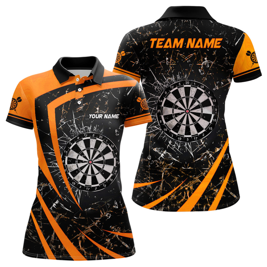 Personalized Orange Glass Break Dart Quarter-Zip Custom Dart Dart Team VHM1157