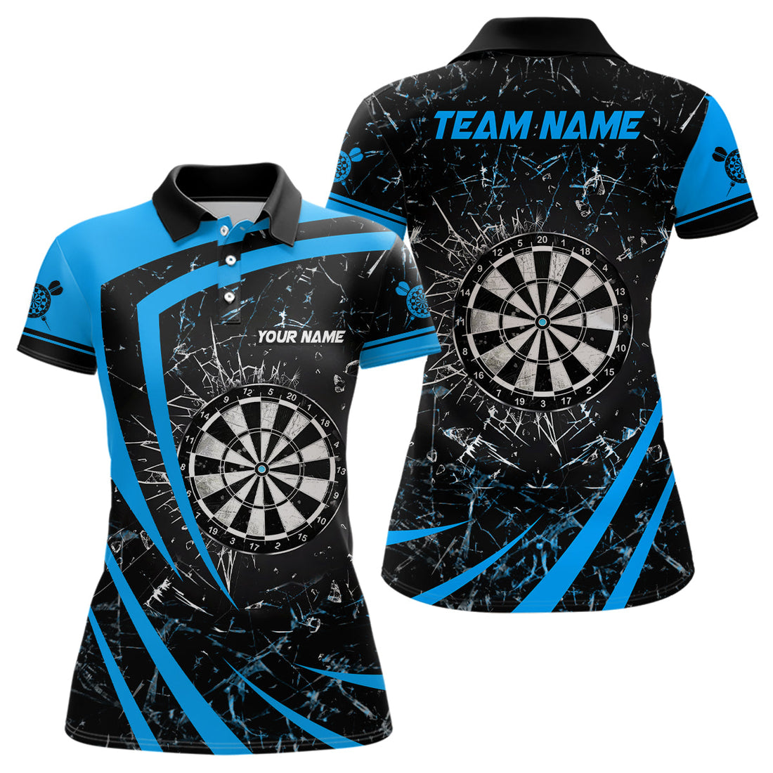 Personalized Blue Glass Break Dart Quarter-Zip Custom Dart Dart Team VHM1158
