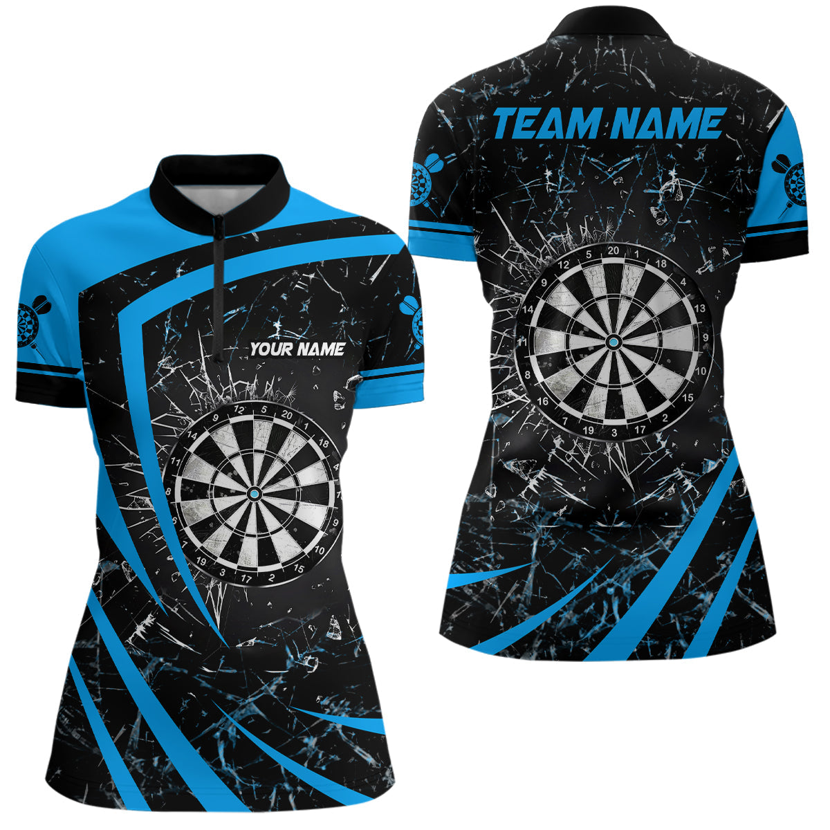 Personalized Blue Glass Break Dart Quarter-Zip Custom Dart Dart Team VHM1158