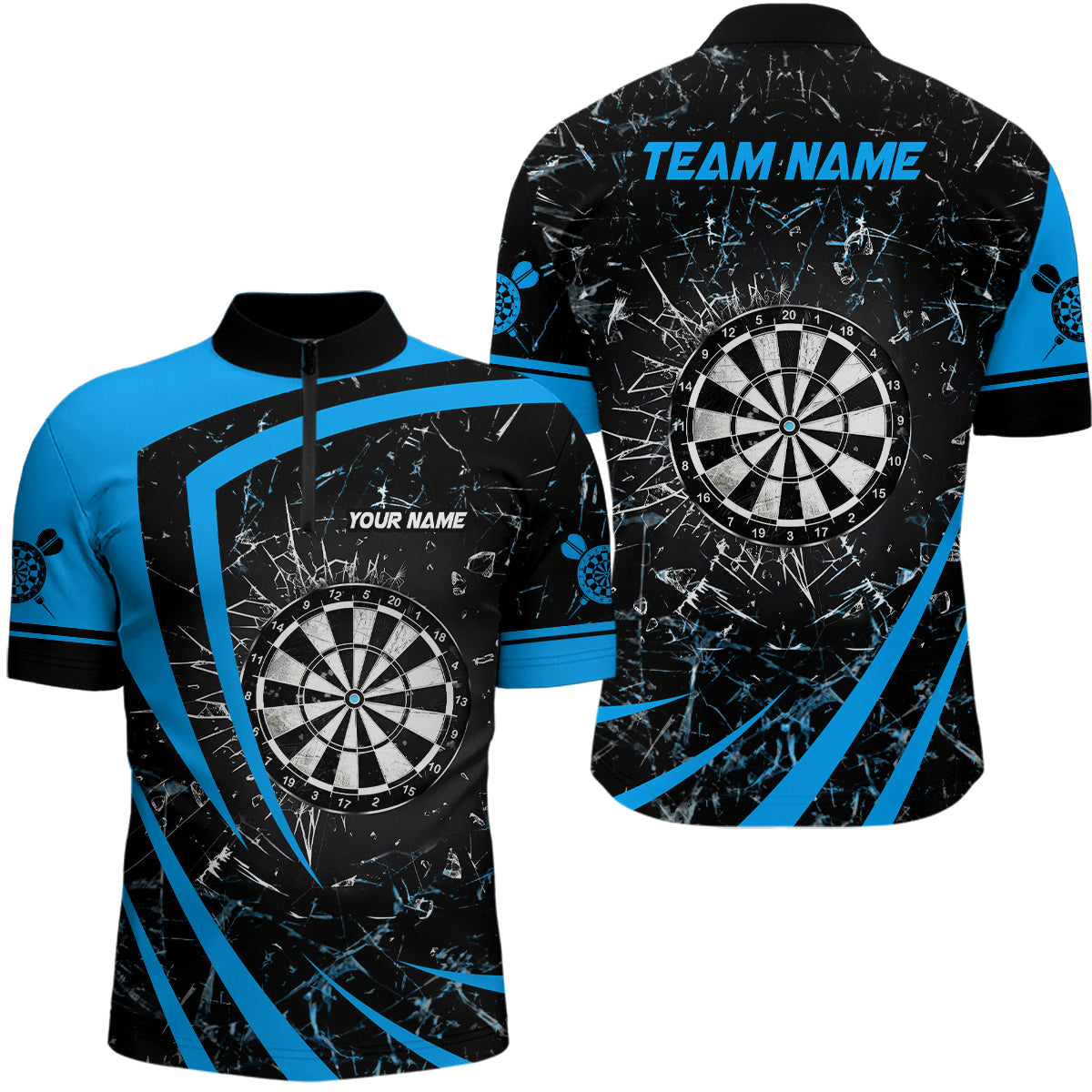 Personalized Blue Glass Break Dart Quarter-Zip Custom Dart Dart Team VHM1158