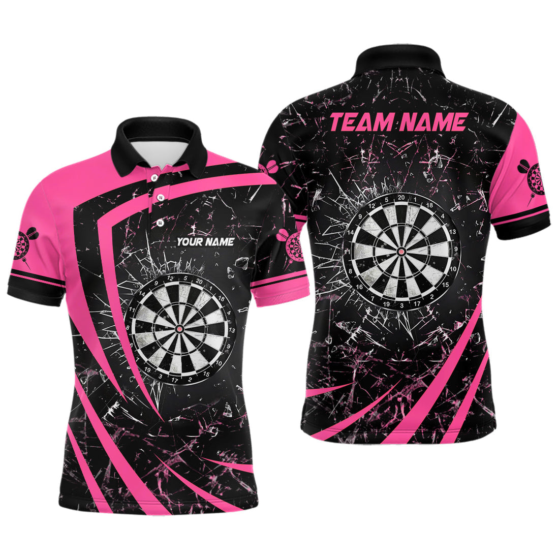 Personalized Pink Glass Break Dart Quarter-Zip Custom Dart Dart Team VHM1159