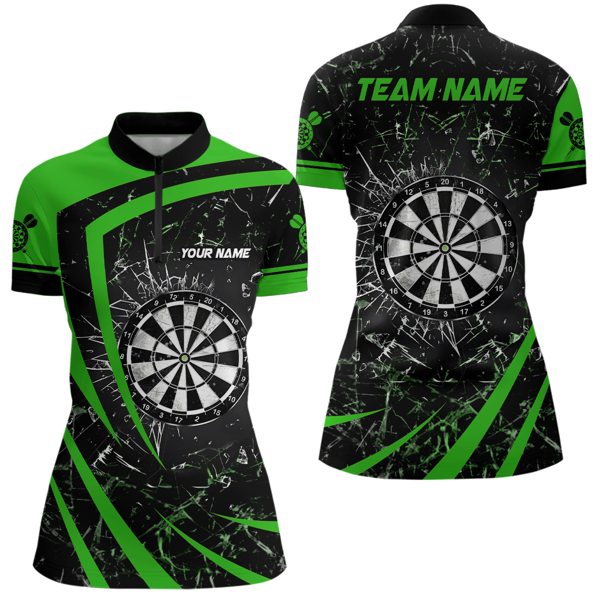 Personalized Green Glass Break Dart Quarter-Zip Custom Dart Dart Team VHM1161