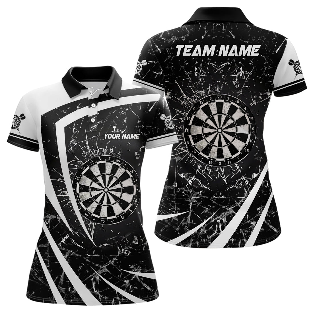 Personalized Black White Glass Break Dart Custom Dart Dart VHM1162