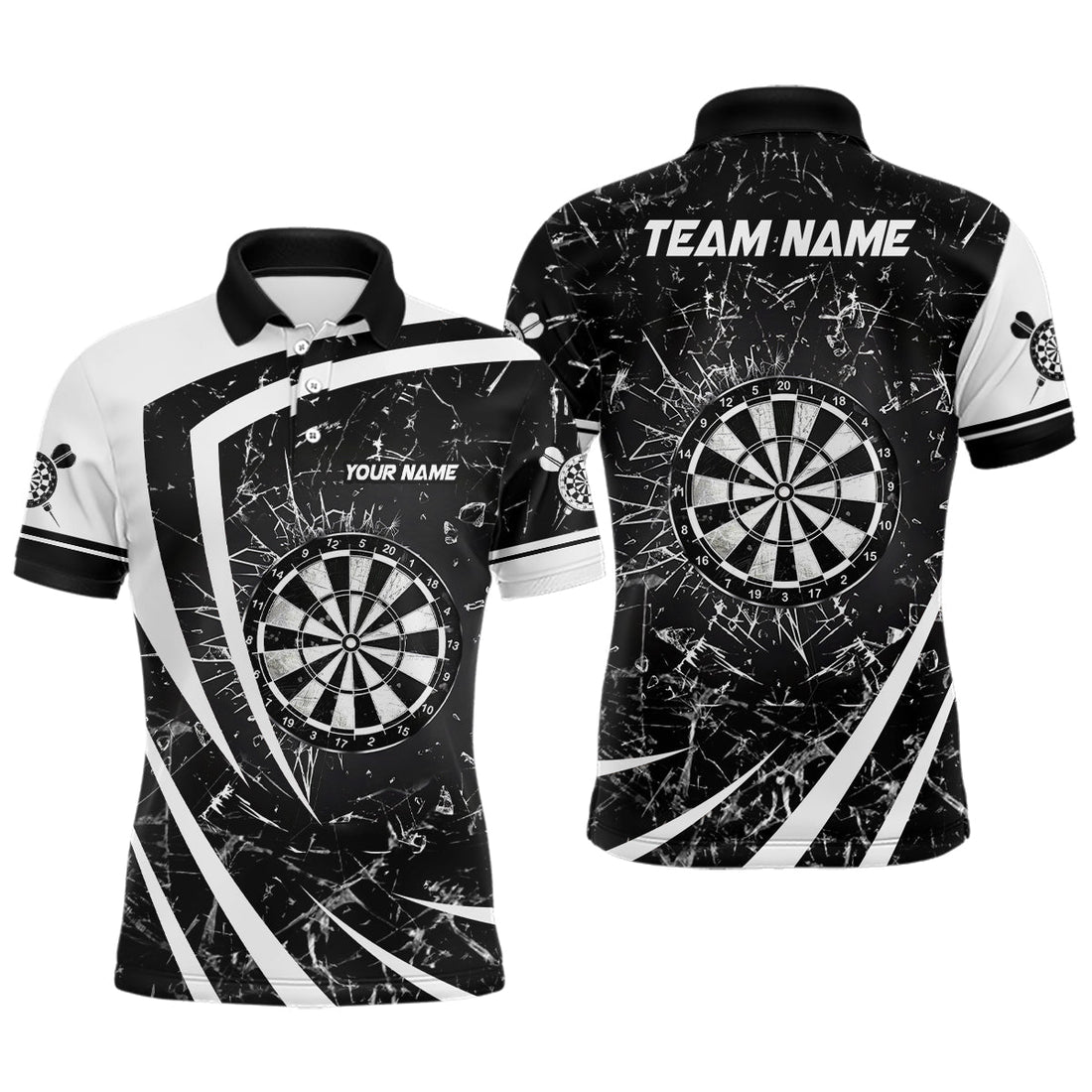 Personalized Black White Glass Break Dart Custom Dart Dart VHM1162