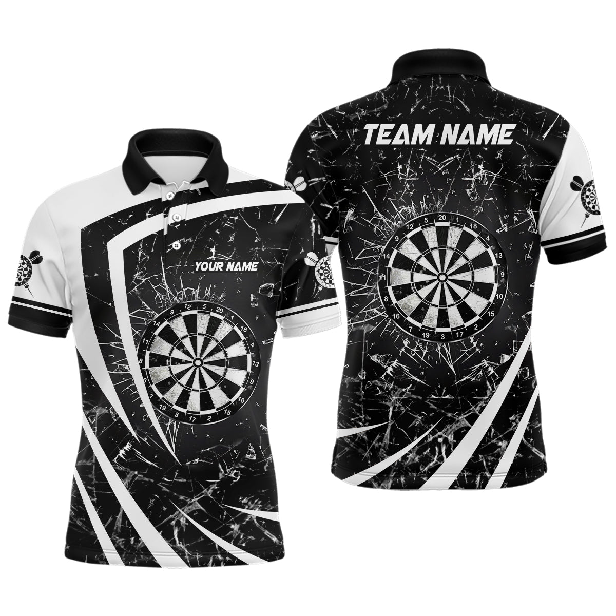 Personalized Black White Glass Break Dart Custom Dart Dart VHM1162