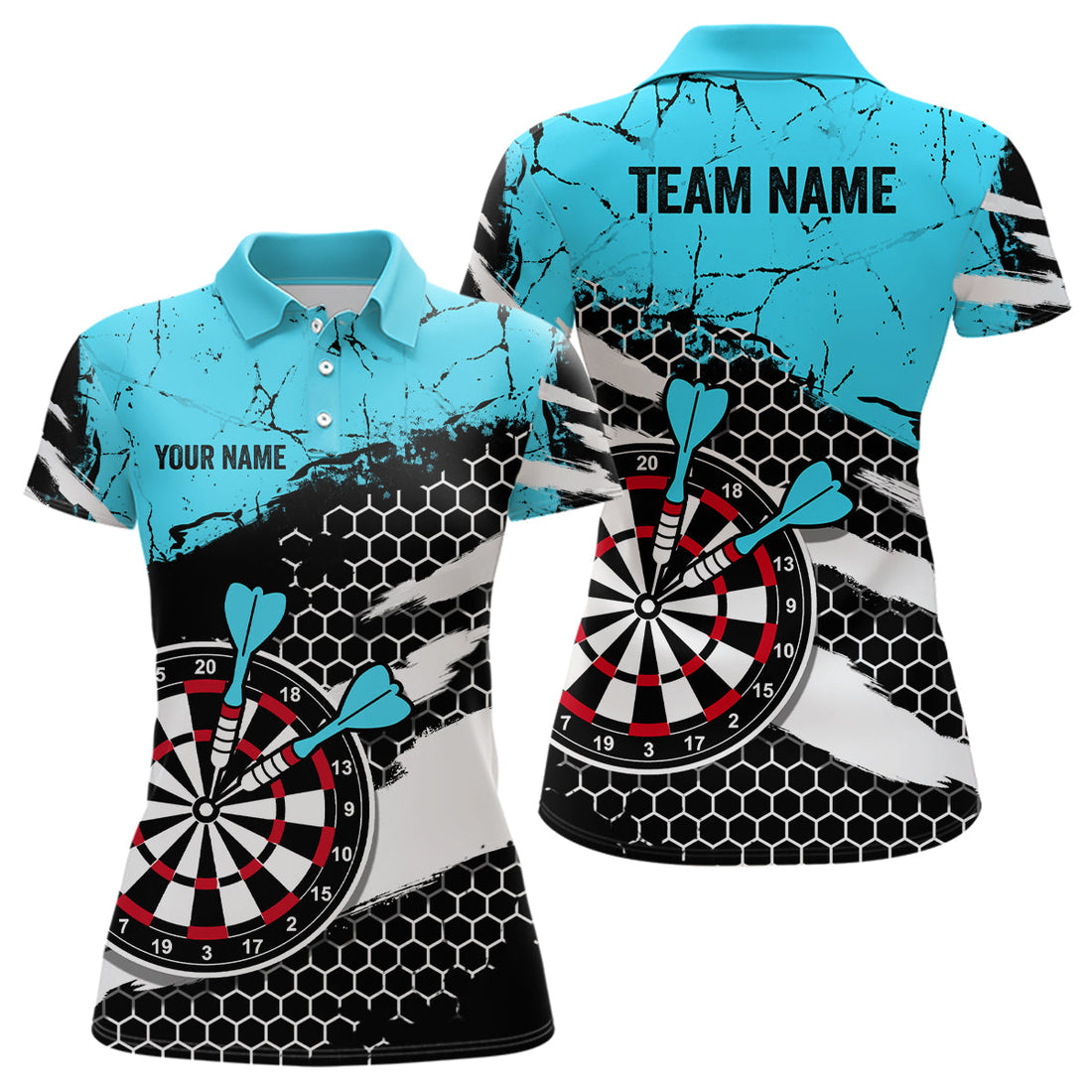 Blue Grunnge Hive Pattern Darts Quarter-Zip Dart Apparel Custom Dart Team VHM1112