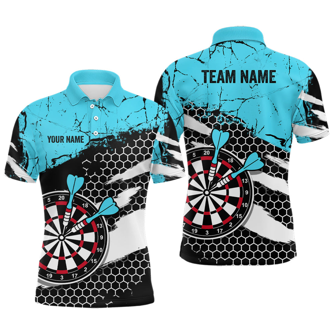 Blue Grunnge Hive Pattern Darts Quarter-Zip Dart Apparel Custom Dart Team VHM1112