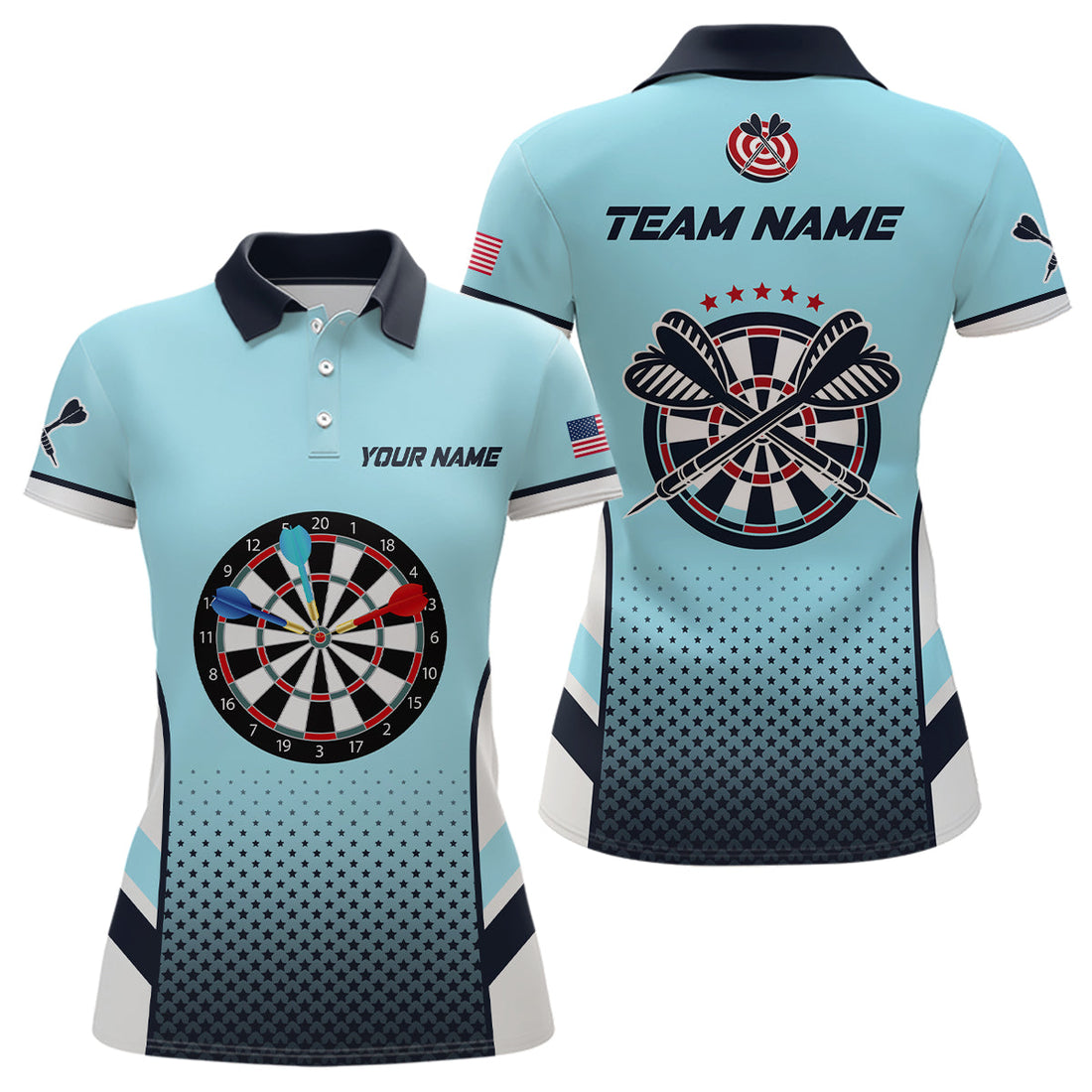 Personalized Blue American Flag Darts Quarter-Zip, Dart Dart Team VHM1110