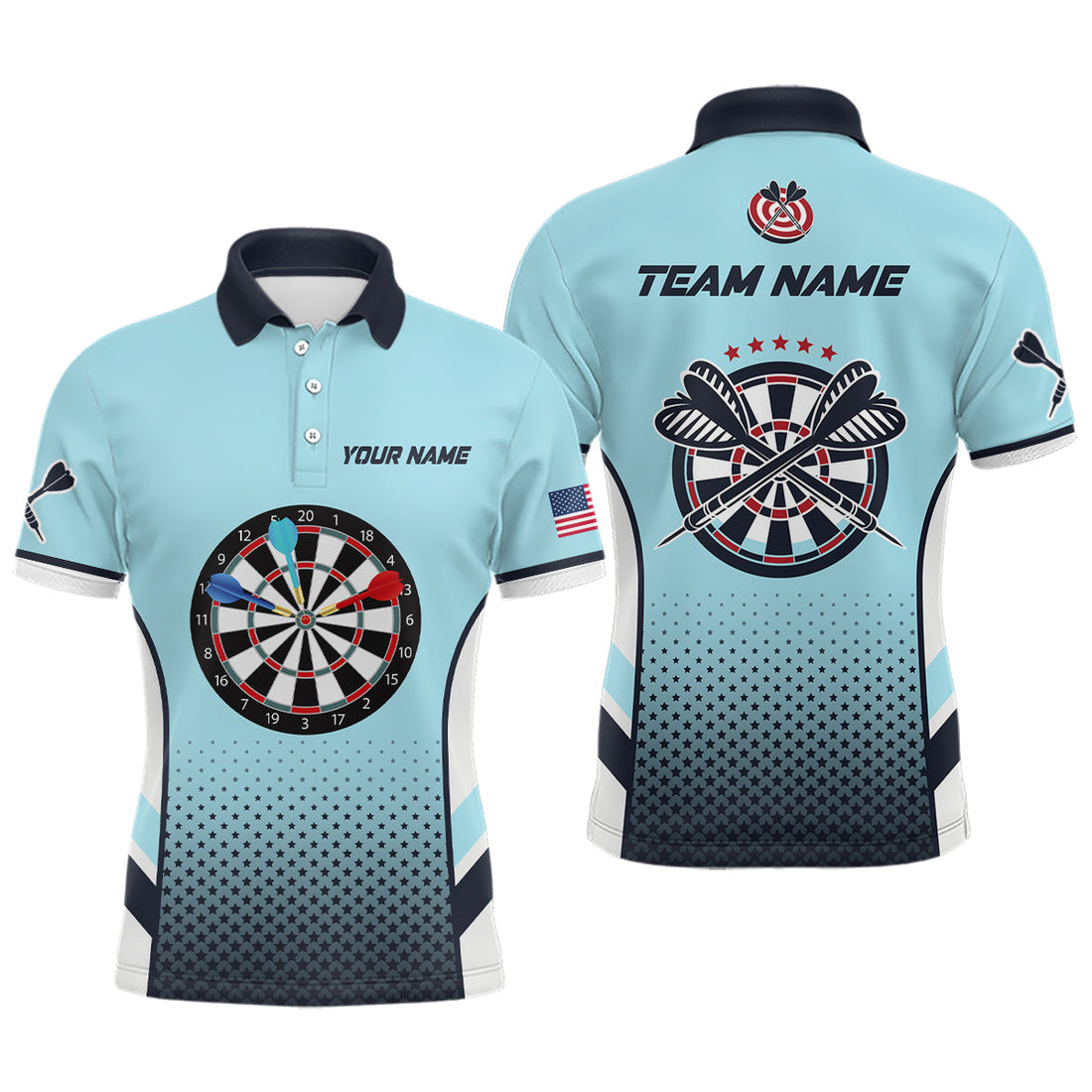 Personalized Blue American Flag Darts Quarter-Zip, Dart Dart Team VHM1110