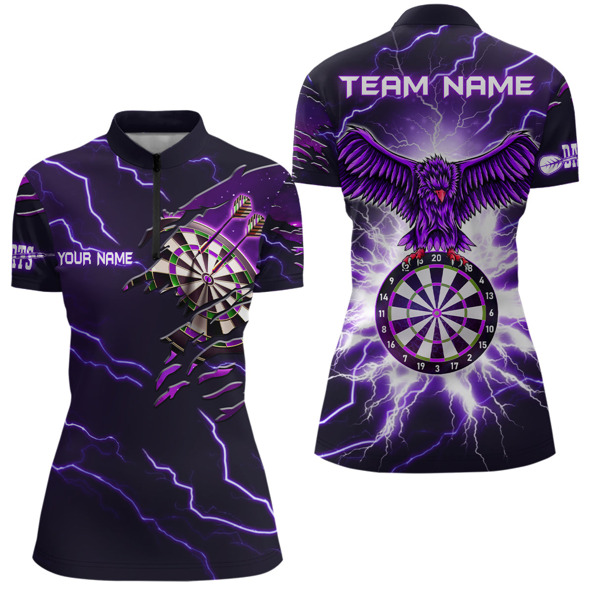 Personalized Thunder Purple Eagle Dart Quarter-Zip Custom Dart Team VHM1120