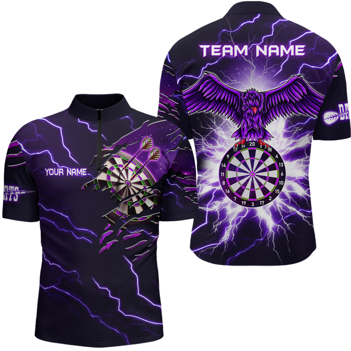 Personalized Thunder Purple Eagle Dart Quarter-Zip Custom Dart Team VHM1120