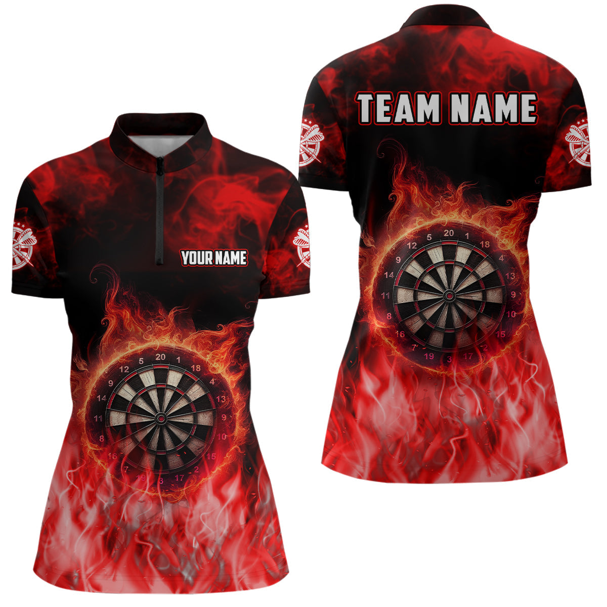 Personalized Flame Red Dart Quarter-Zip, Dart Team Custom Dart VHM1084