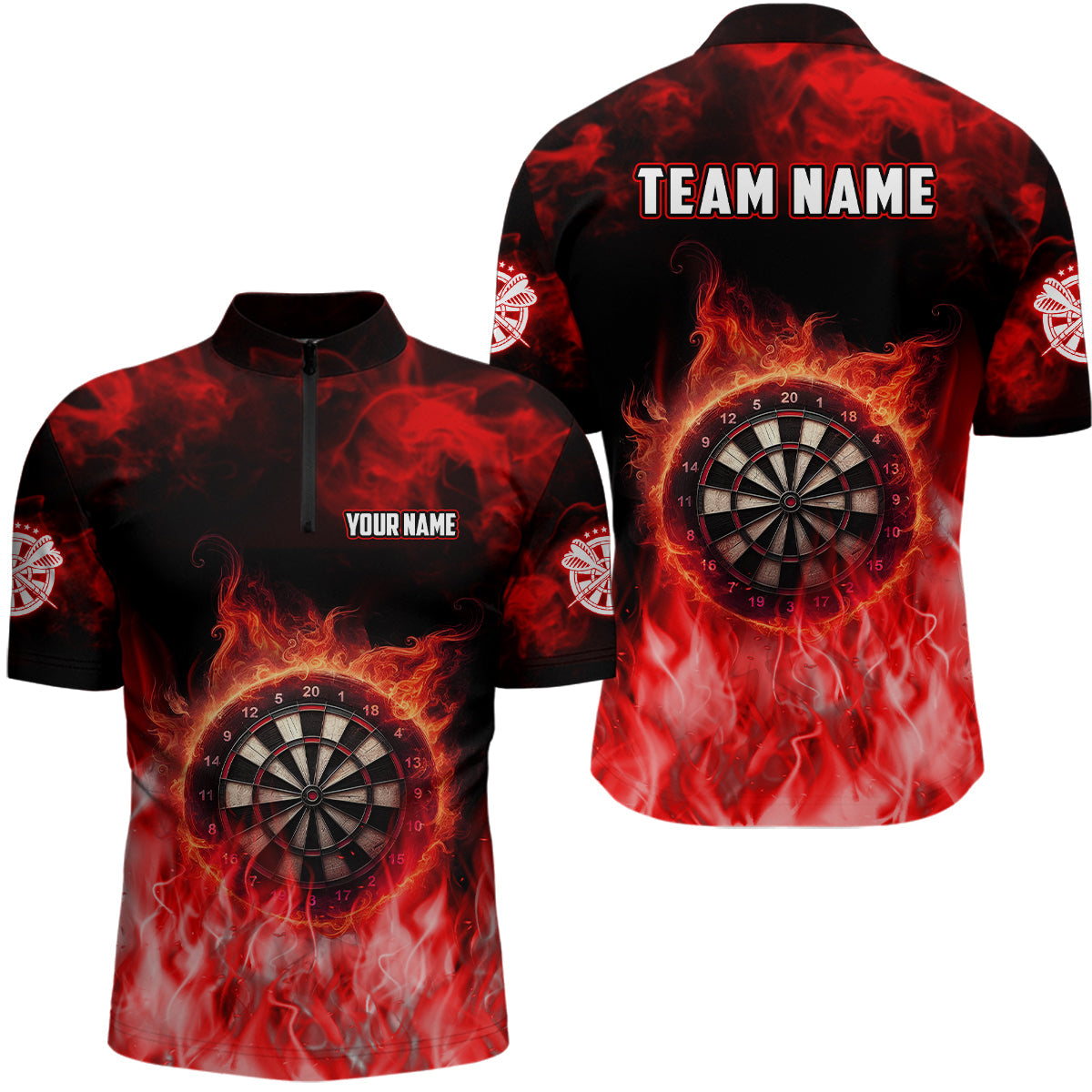 Personalized Flame Red Dart Quarter-Zip, Dart Team Custom Dart VHM1084
