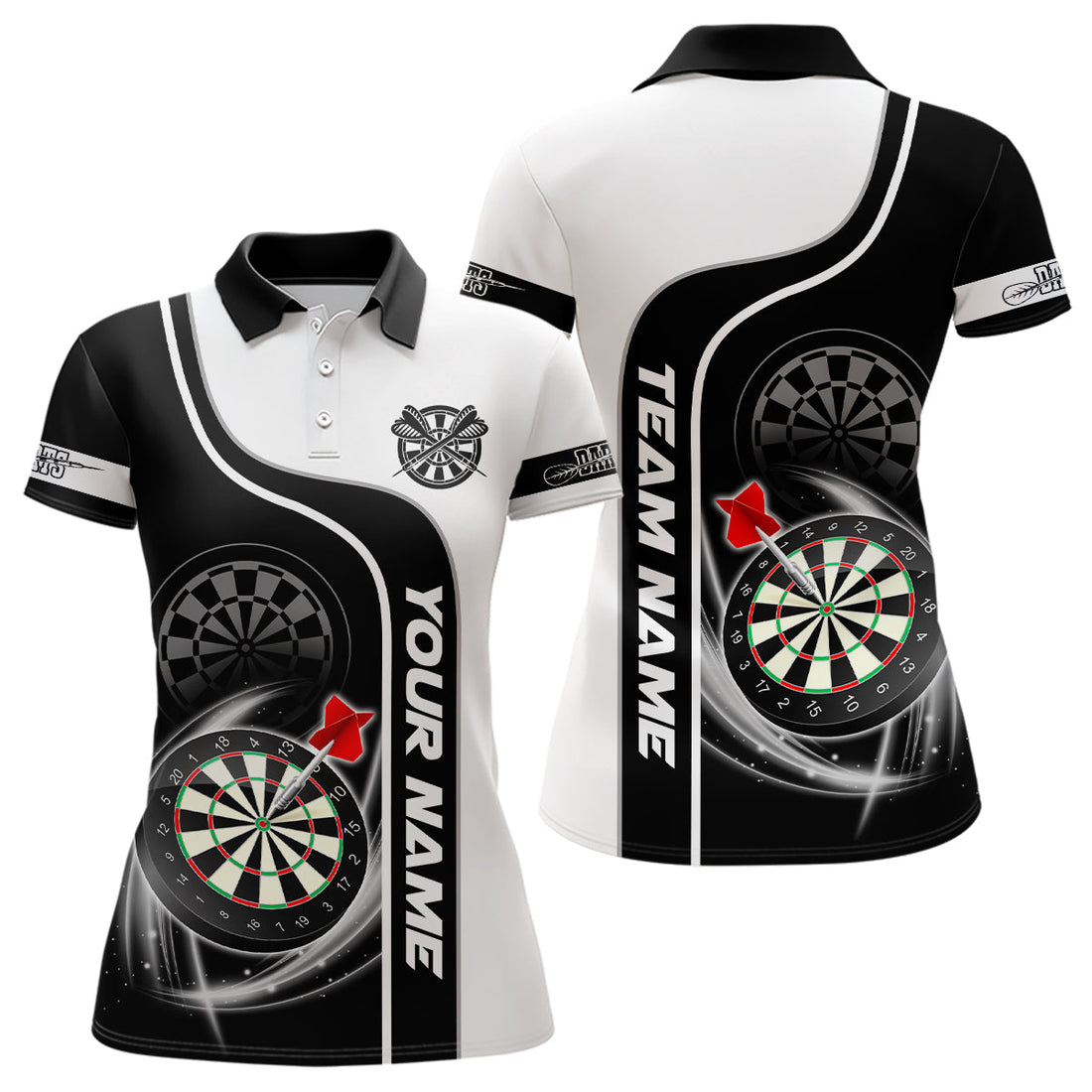 Personalized Black White Dartboard Dart Quarter-Zip, Custom Dart Team VHM1085