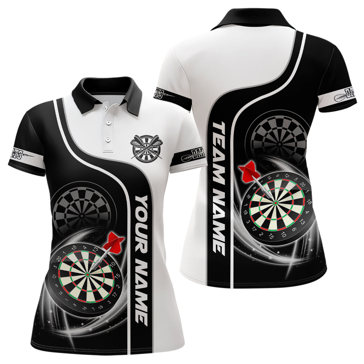 Personalized Black White Dartboard Dart Quarter-Zip, Custom Dart Team VHM1085