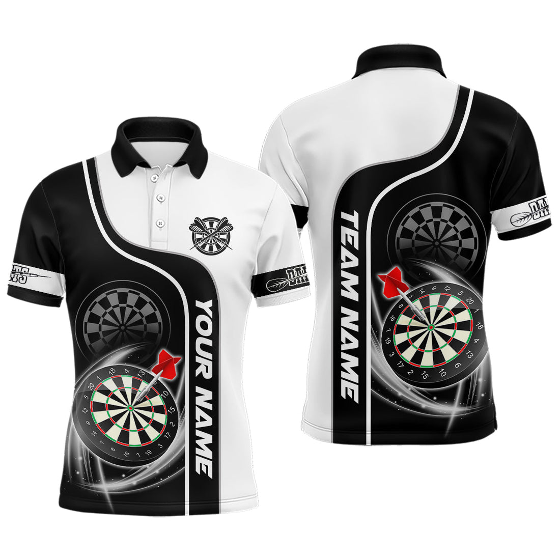 Personalized Black White Dartboard Dart Quarter-Zip, Custom Dart Team VHM1085