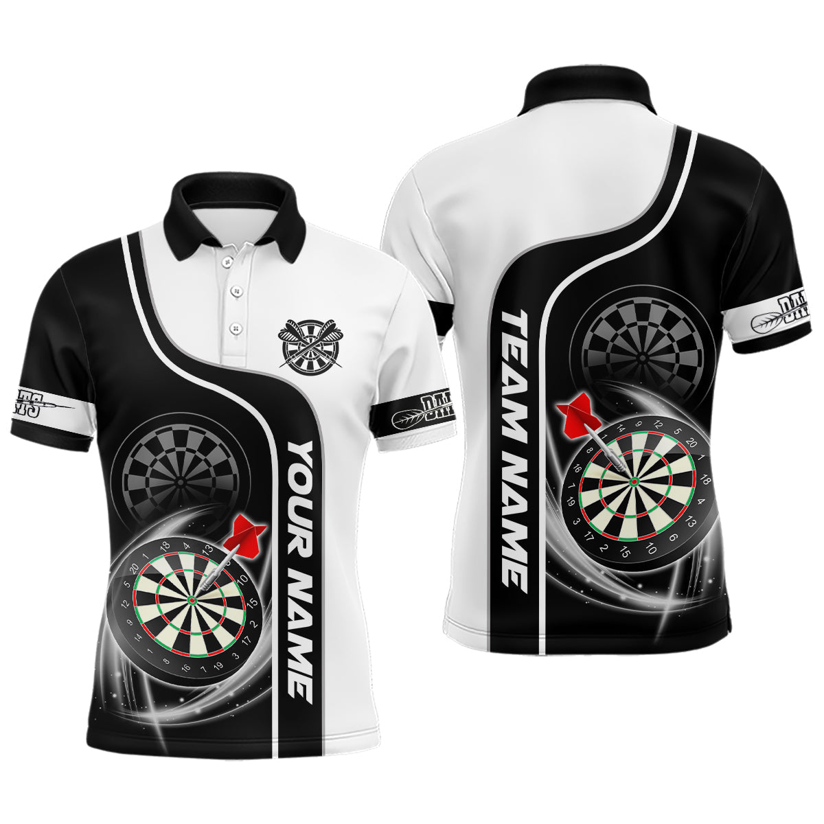 Personalized Black White Dartboard Dart Quarter-Zip, Custom Dart Team VHM1085