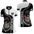 Personalized Black White Dartboard Dart Quarter-Zip, Custom Dart Team VHM1085