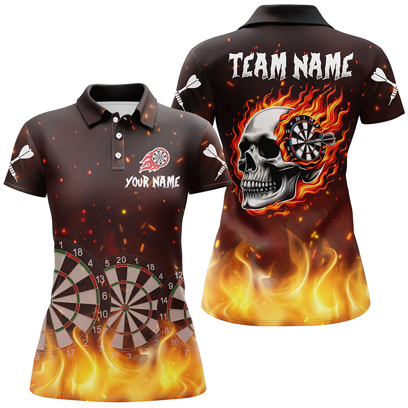 Personalized Skull Fire Dart Board Men Quarter-Zip Team League Dart Attire
