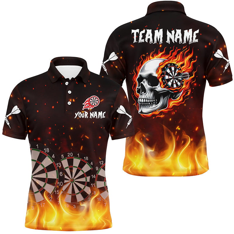 Personalized Skull Fire Dart Board Men Quarter-Zip Team League Dart Attire