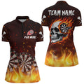 Personalized Skull Fire Dart Board Men Quarter-Zip Team League Dart Attire
