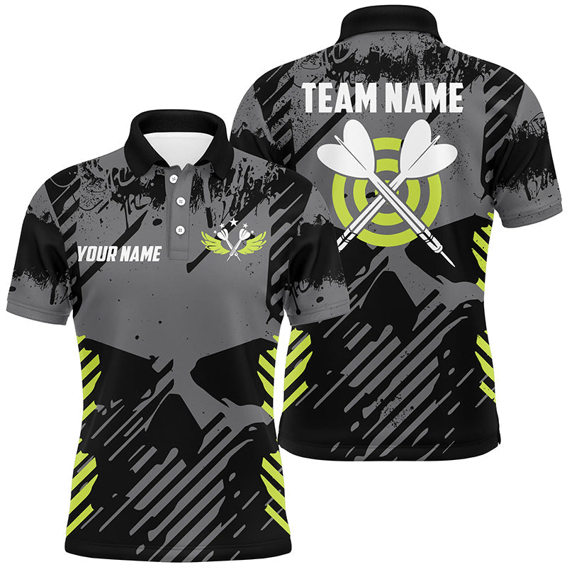Darts Grey Skull Grunge Style Custom Men Quarter-Zip, Idea Gifts For Players