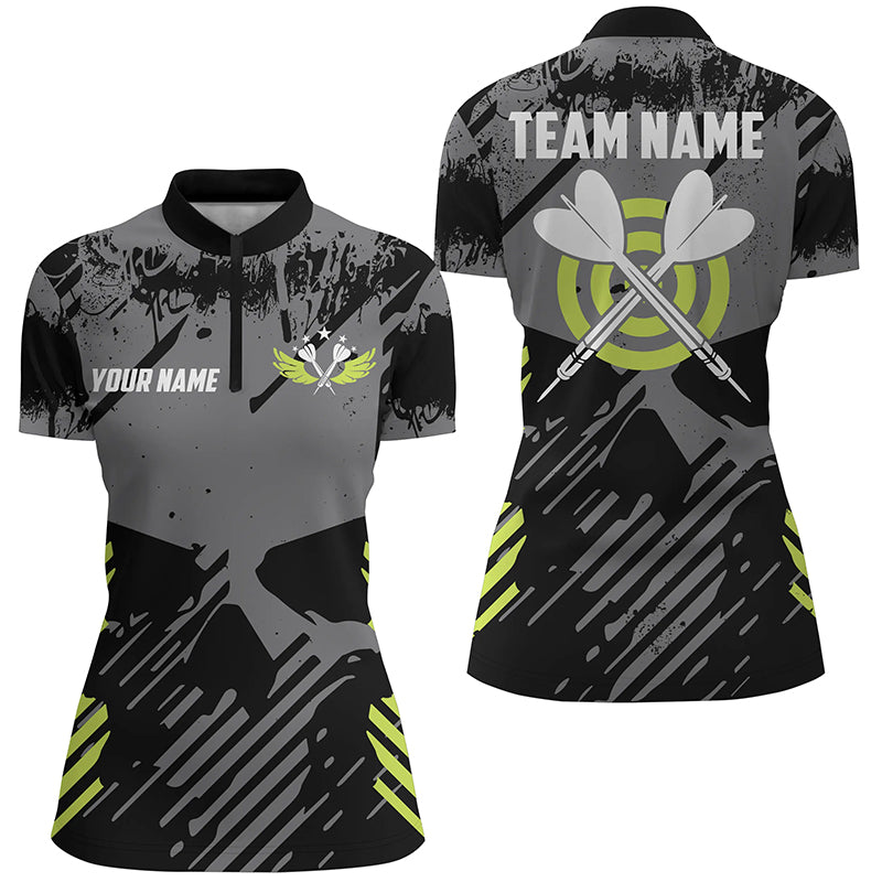 Darts Grey Skull Grunge Style Custom Men Quarter-Zip, Idea Gifts For Players