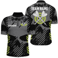 Darts Grey Skull Grunge Style Custom Men Quarter-Zip, Idea Gifts For Players