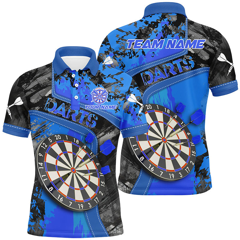 Personalized 3D Dartboard Blue Grunge Men Darts Custom Darts Team Uniform