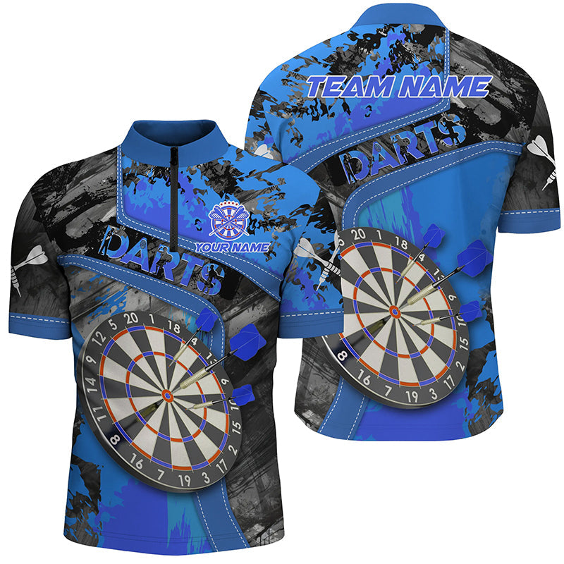 Personalized 3D Dartboard Blue Grunge Men Darts Custom Darts Team Uniform