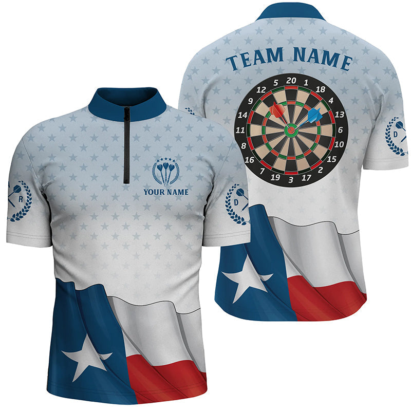 Personalized Texas Flag Men Darts Quarter-Zip Custom Patriotic Texas Darts