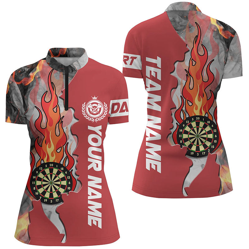 Red Darts Board Fire Flame Smoke Men Darts Quarter-Zip Custom Unique Darts