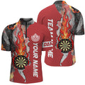 Red Darts Board Fire Flame Smoke Men Darts Quarter-Zip Custom Unique Darts