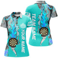 Turquoise Darts Board Fire Smoke Men Darts Quarter-Zip Custom Unique Darts